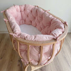 Pudra Renk Pamuk Kumaş Sepet Beşik Kenar Koruma Minderi