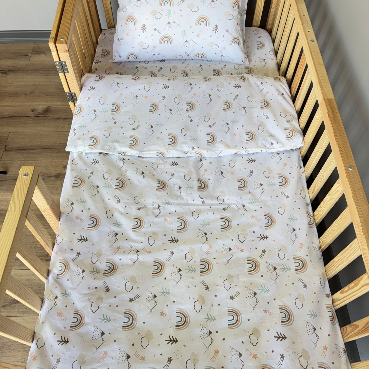 Gökkuşağı Desen Pamuk Poplin Bebek Nevresim Takımı - Ossa Tasarım Özel Üretim