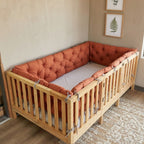 Montessori ve Beşik İçin 4 Kenar Koruma Seti Pamuk Kumaş Kiremit Renk