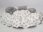 3'ü 1 Arada BabyNest Uyku ve Oyun Minderi Seti - 3 Figürlü Yastık Hediyeli Gri