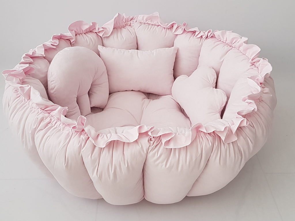 3'ü 1 Arada BabyNest Uyku ve Oyun Minderi Seti - 3 Figürlü Yastık Hediyeli Toz Pembe