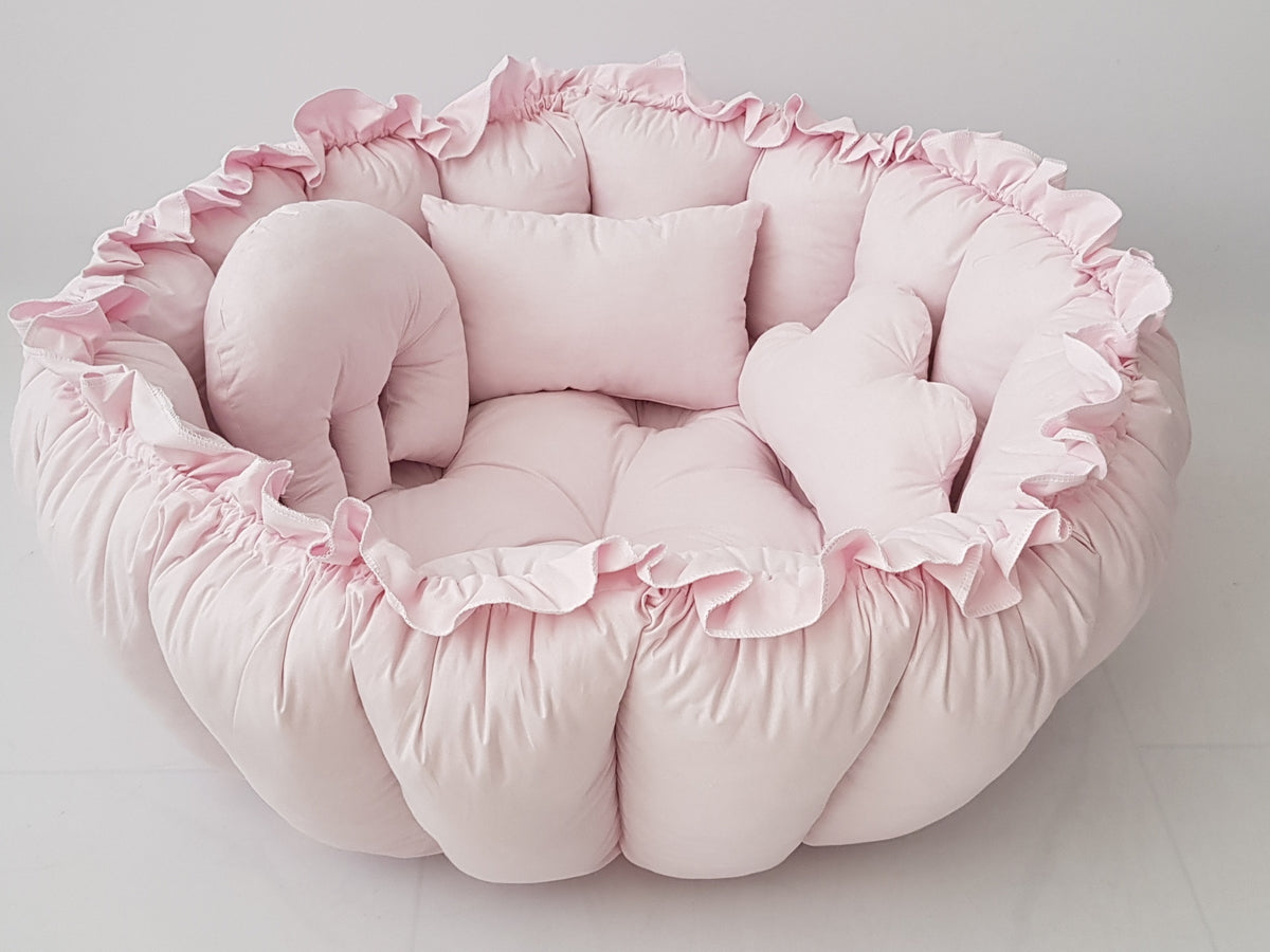 3'ü 1 Arada BabyNest Uyku ve Oyun Minderi Seti - 3 Figürlü Yastık Hediyeli Toz Pembe