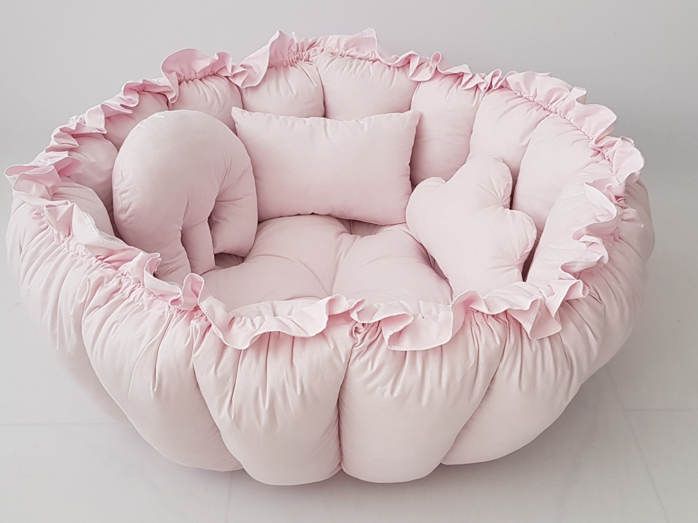 3'ü 1 Arada BabyNest Uyku ve Oyun Minderi Seti - 3 Figürlü Yastık Hediyeli Toz Pembe