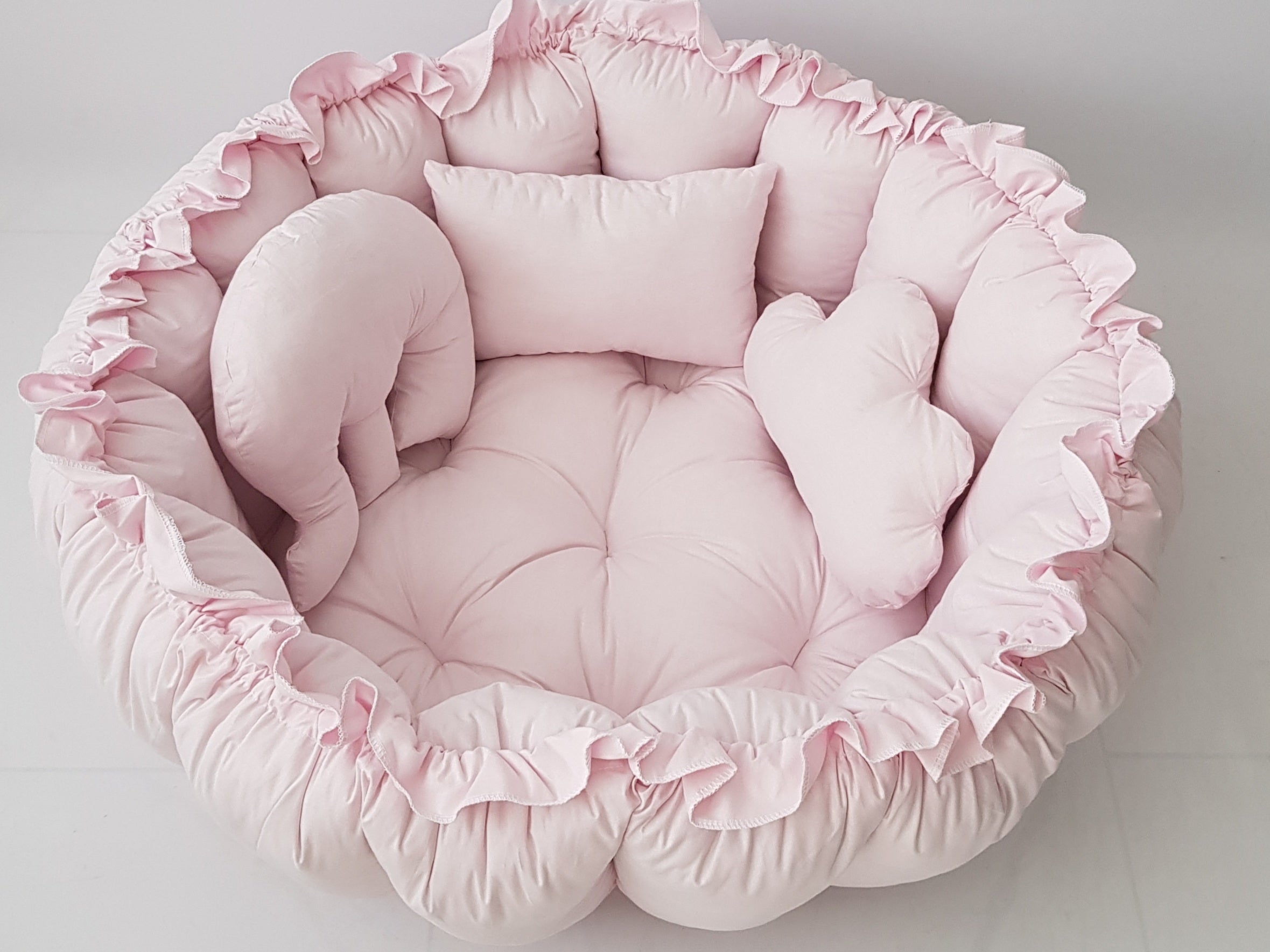 3'ü 1 Arada BabyNest Uyku ve Oyun Minderi Seti - 3 Figürlü Yastık Hediyeli Toz Pembe