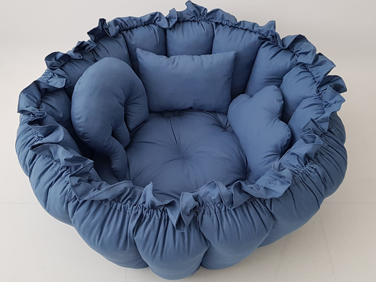 3'ü 1 Arada BabyNest Uyku ve Oyun Minderi Seti - 3 Figürlü Yastık Hediyeli İndigo Renk