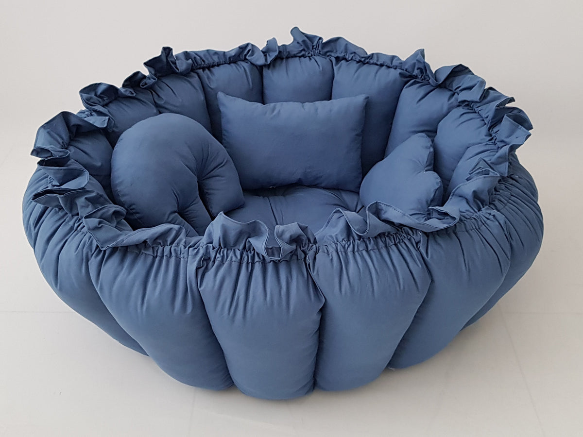 3'ü 1 Arada BabyNest Uyku ve Oyun Minderi Seti - 3 Figürlü Yastık Hediyeli İndigo Renk