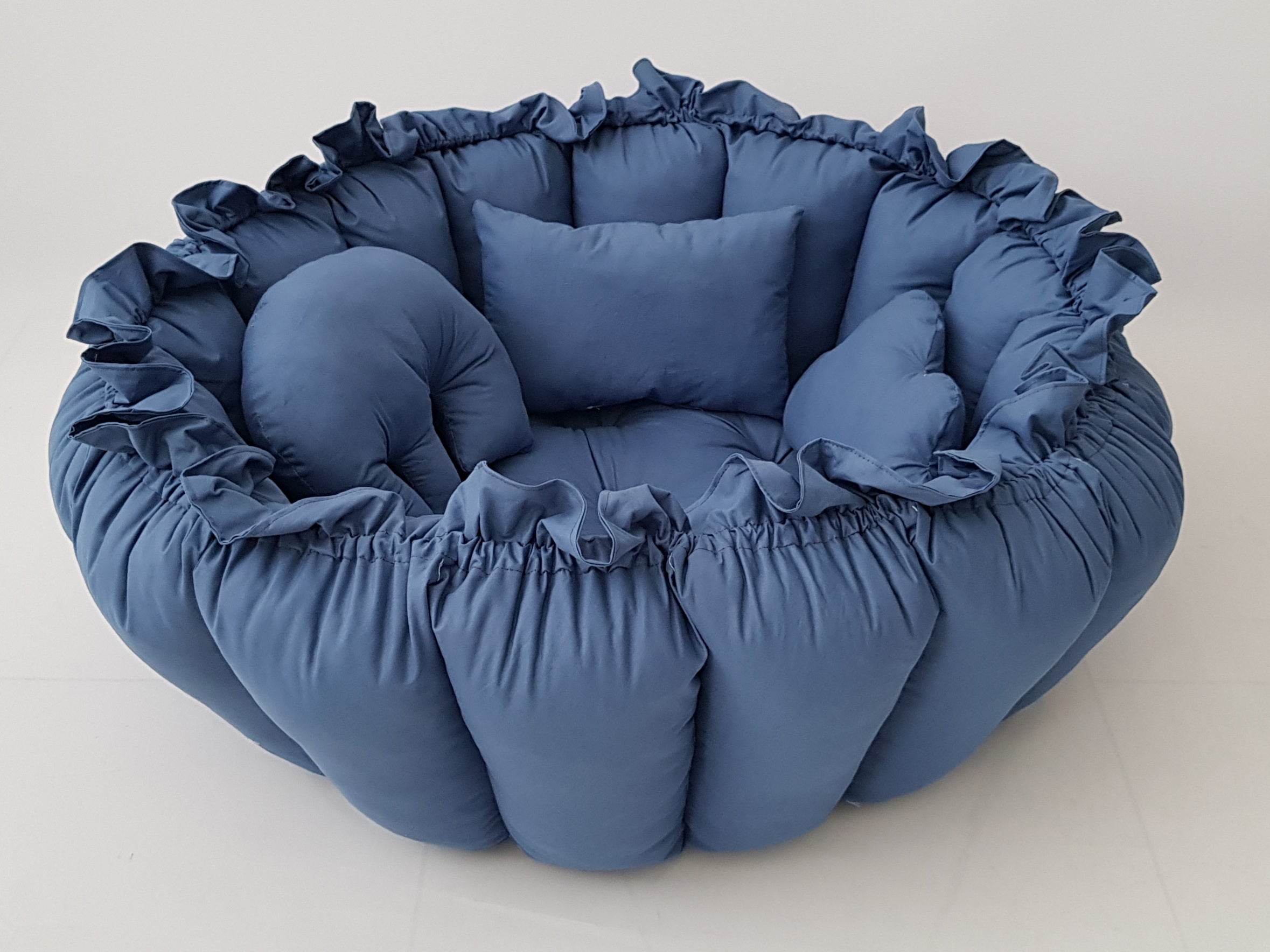 3'ü 1 Arada BabyNest Uyku ve Oyun Minderi Seti - 3 Figürlü Yastık Hediyeli İndigo Renk