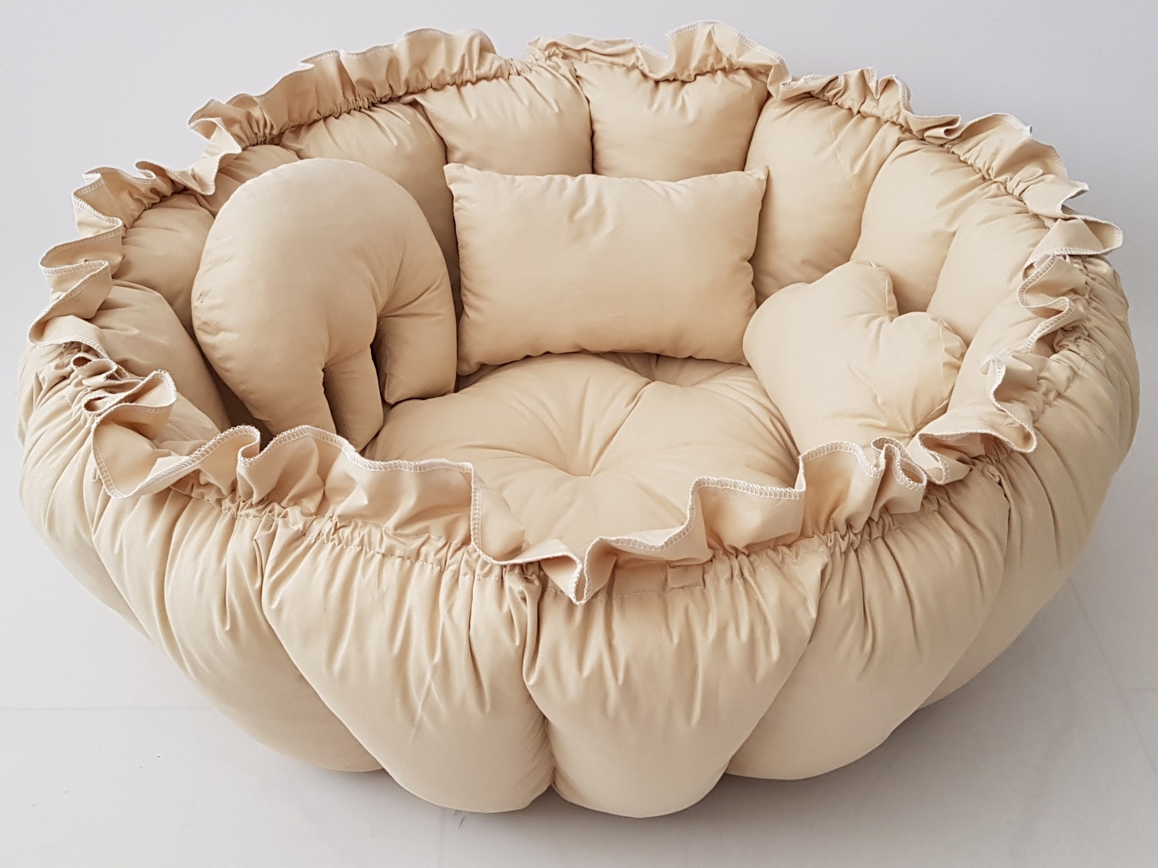 3'ü 1 Arada BabyNest Uyku ve Oyun Minderi Seti - 3 Figürlü Yastık Hediyeli Vanilya