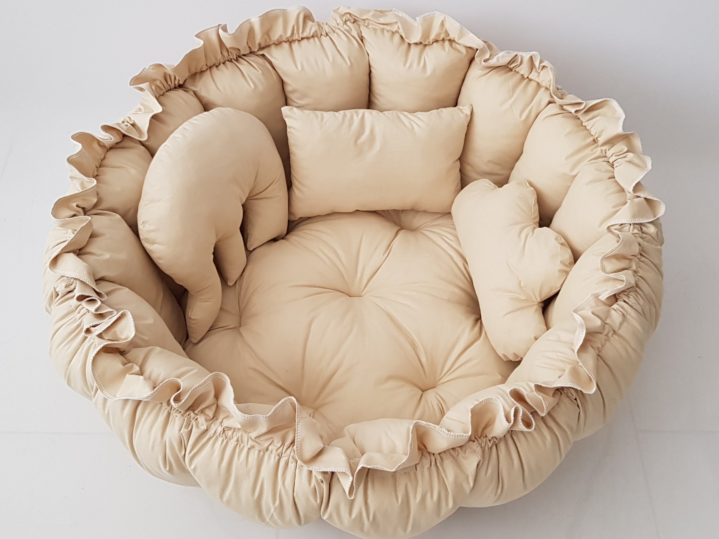 3'ü 1 Arada BabyNest Uyku ve Oyun Minderi Seti - 3 Figürlü Yastık Hediyeli Vanilya