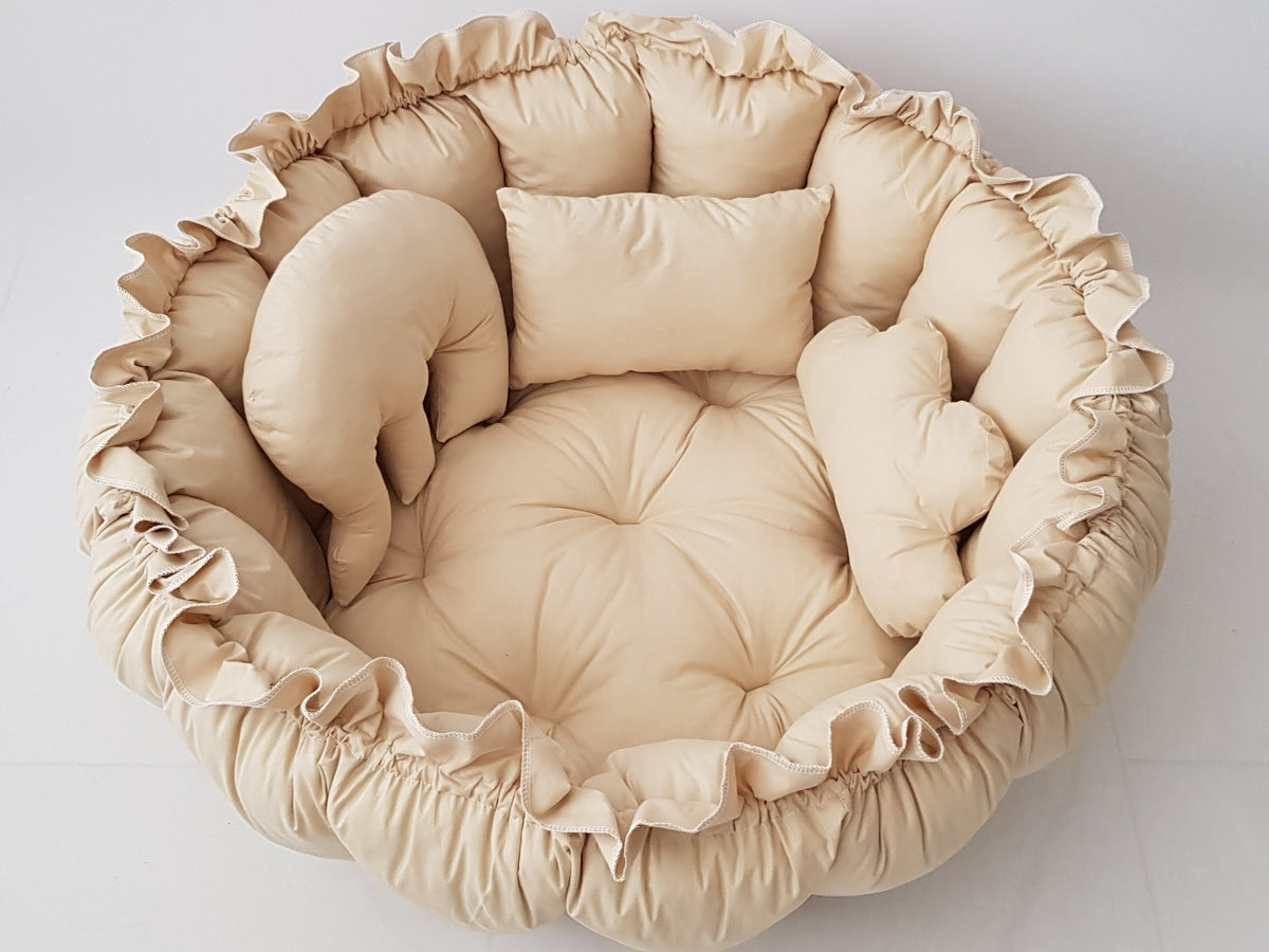 3'ü 1 Arada BabyNest Uyku ve Oyun Minderi Seti - 3 Figürlü Yastık Hediyeli Vanilya