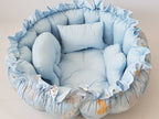 3'ü 1 Arada BabyNest Uyku ve Oyun Minderi Seti - 3 Figürlü Yastık Hediyeli Mavi Bulutlar