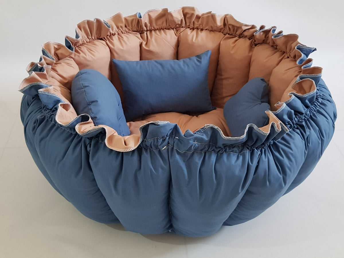 3'ü 1 Arada BabyNest Uyku ve Oyun Minderi Seti - 3 Figürlü Yastık Hediyeli İndigo ve Kahve Renk