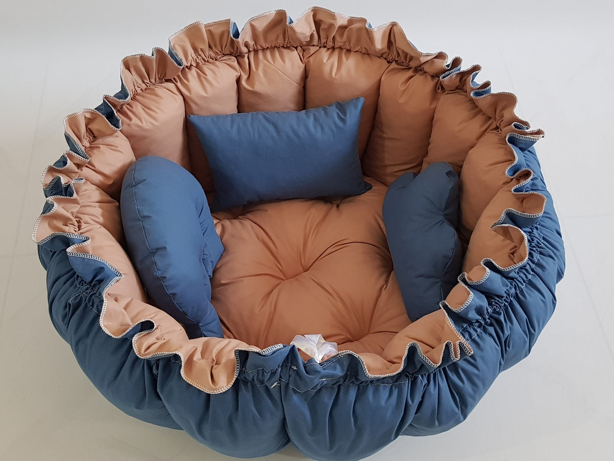 3'ü 1 Arada BabyNest Uyku ve Oyun Minderi Seti - 3 Figürlü Yastık Hediyeli İndigo ve Kahve Renk