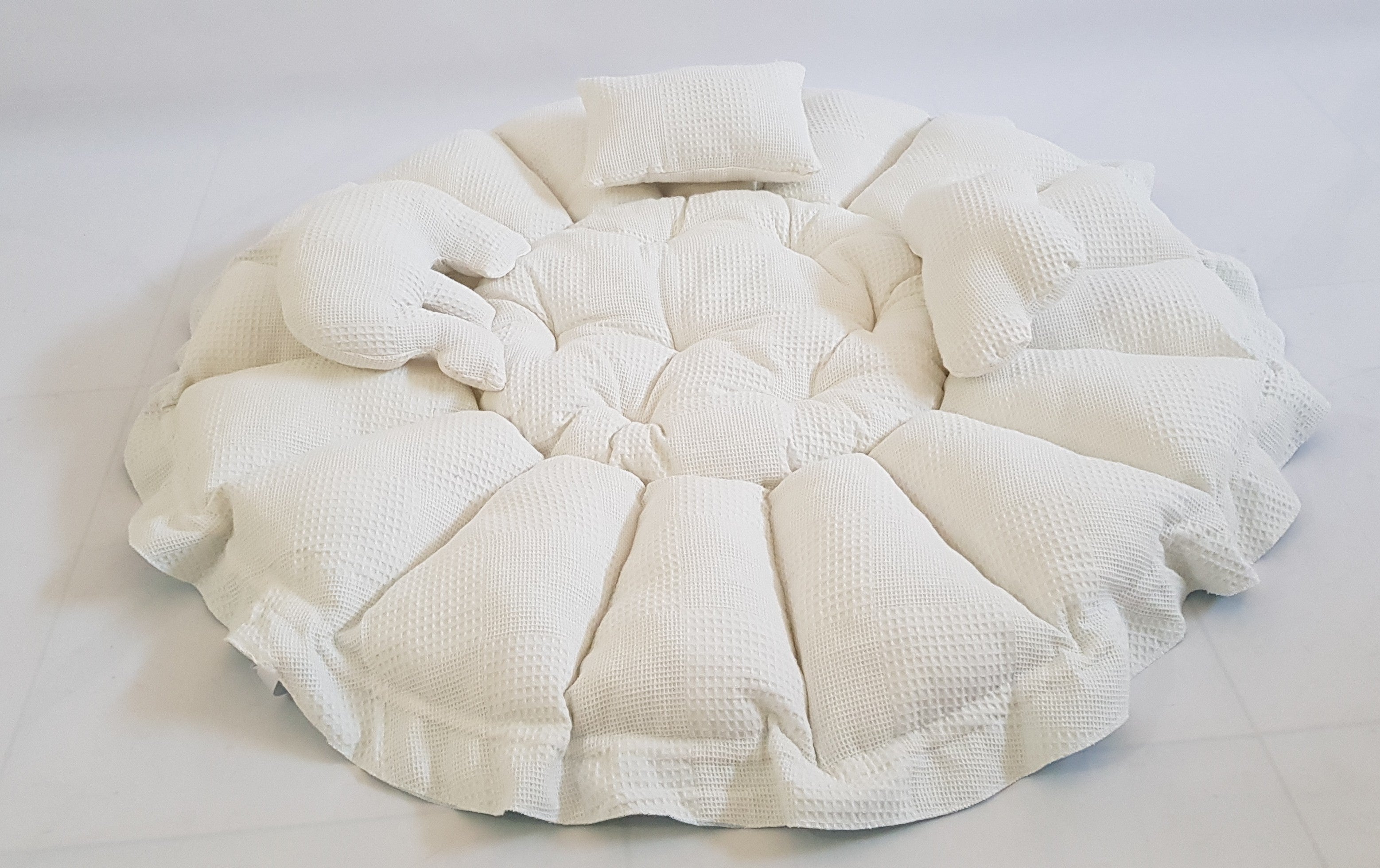 3'ü 1 Arada BabyNest Uyku ve Oyun Minderi Seti - 3 Figürlü Yastık Hediyeli Krem Pike bebe Mavi