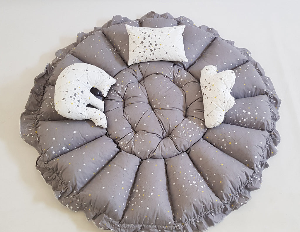 3'ü 1 Arada BabyNest Uyku ve Oyun Minderi Seti - 3 Figürlü Yastık Hediyeli Samanyolu