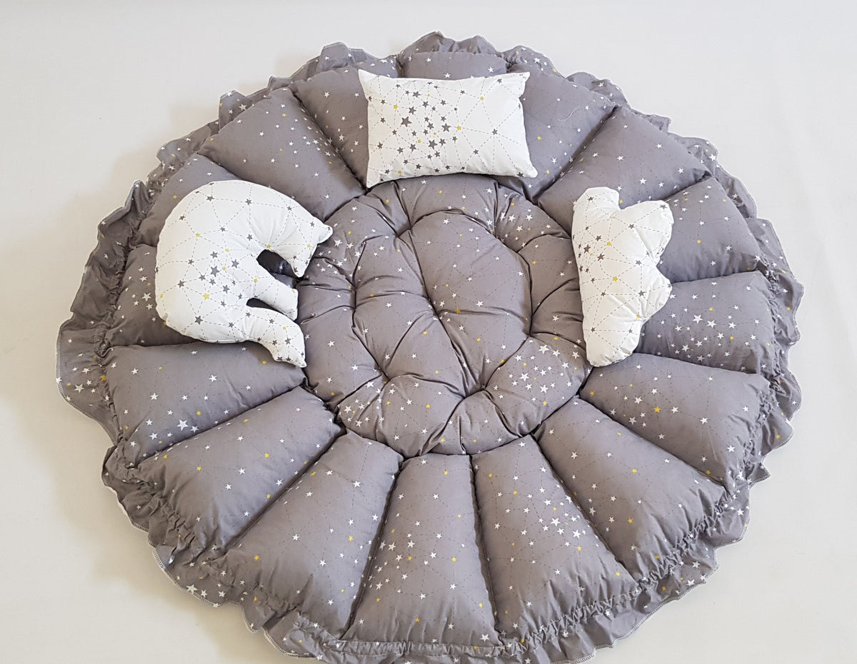 3'ü 1 Arada BabyNest Uyku ve Oyun Minderi Seti - 3 Figürlü Yastık Hediyeli Samanyolu