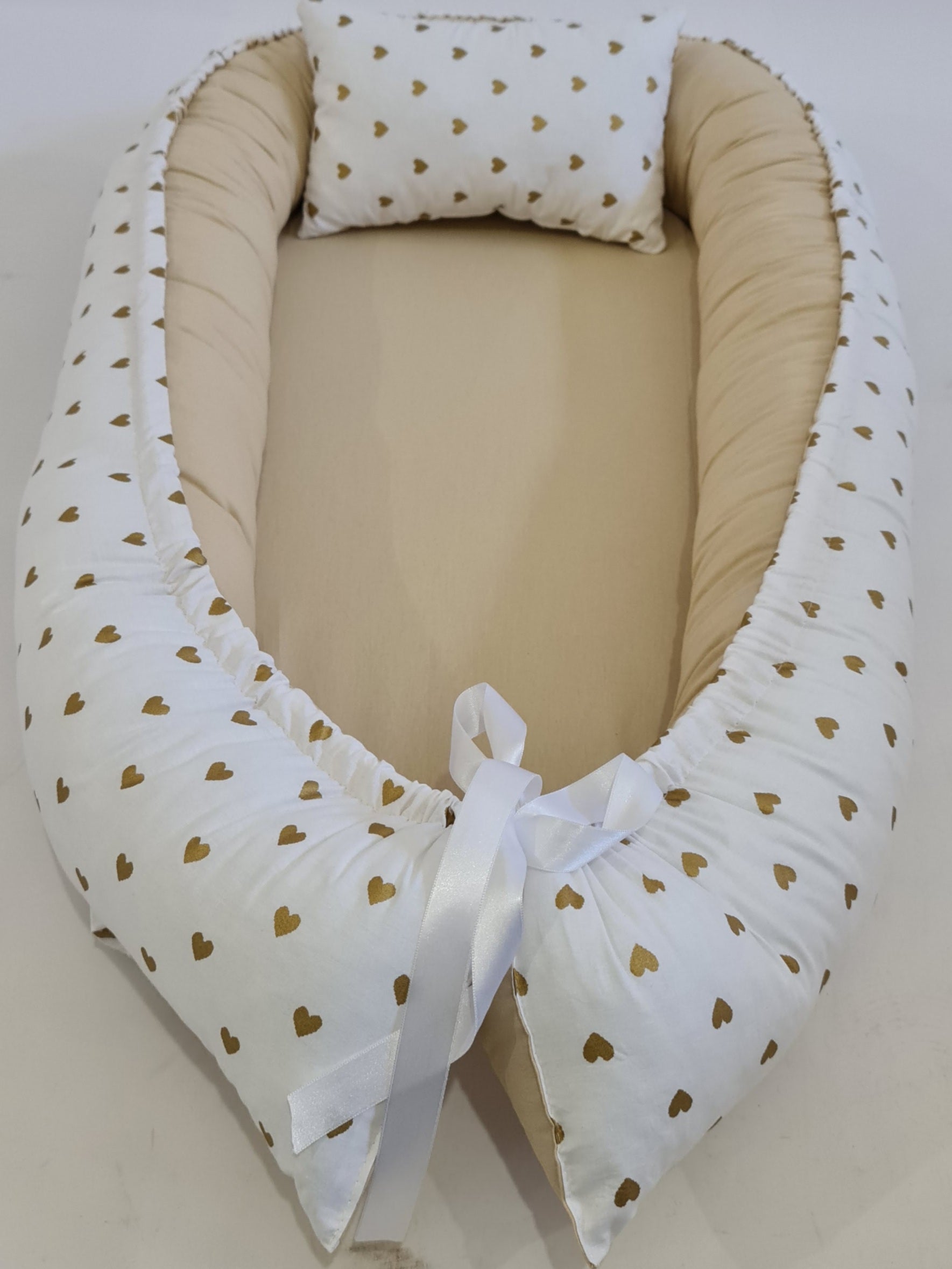 BabyNest Anne Yanı Bebek Yatağı - Puantiye Pamuk Kumaş