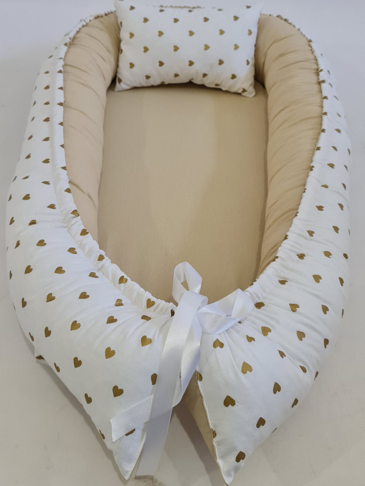 BabyNest Anne Yanı Bebek Yatağı - Puantiye Pamuk Kumaş