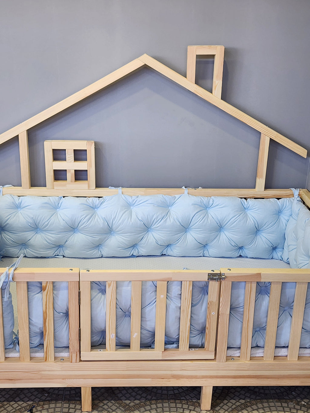 montessori beşik kenar koruma mavi