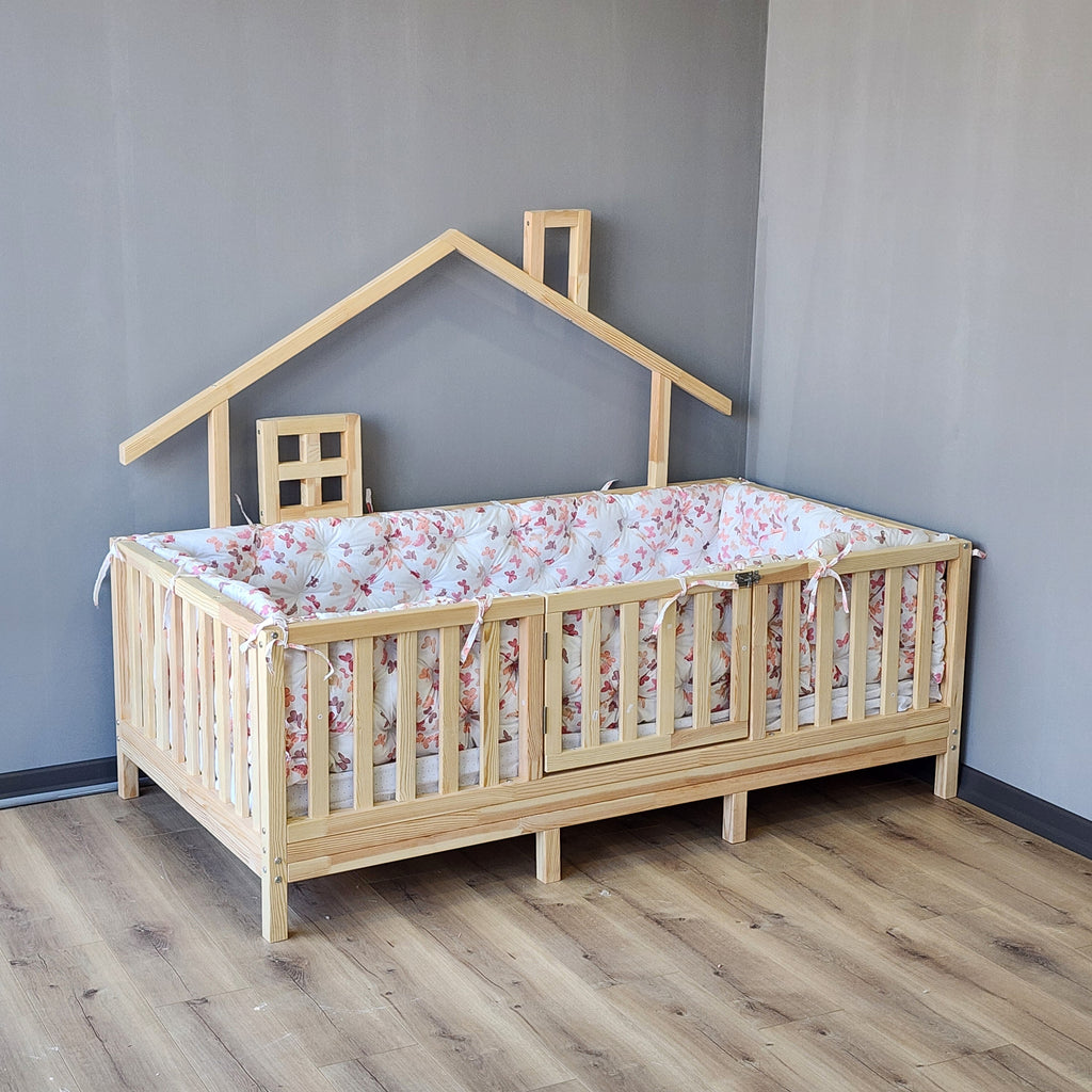 montessori beşik kenar koruma kelebek desen