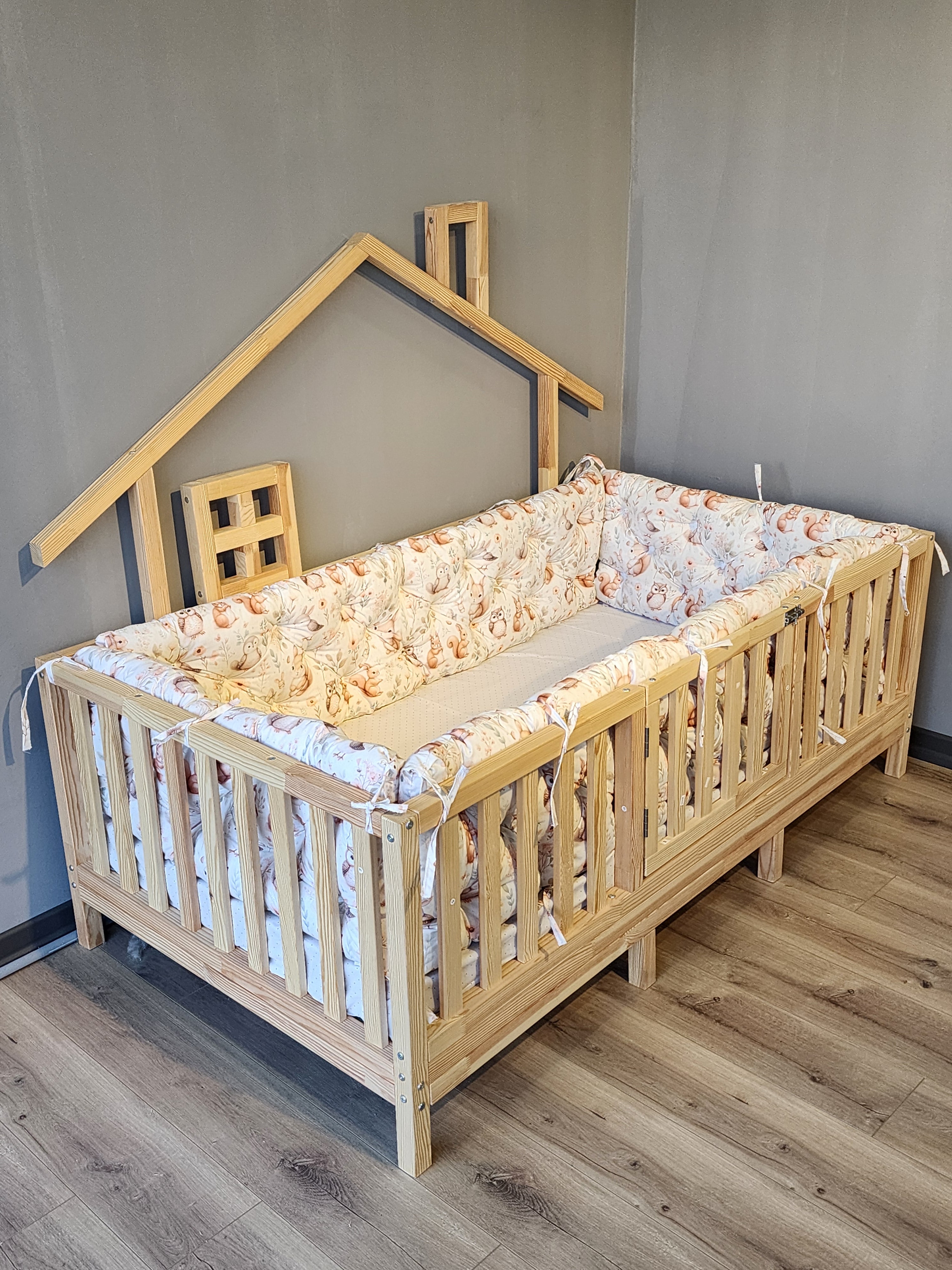 Montessori Yatak ve Beşik İçin Koruyucu Kenar Koruma Takımı Baykuş Desen