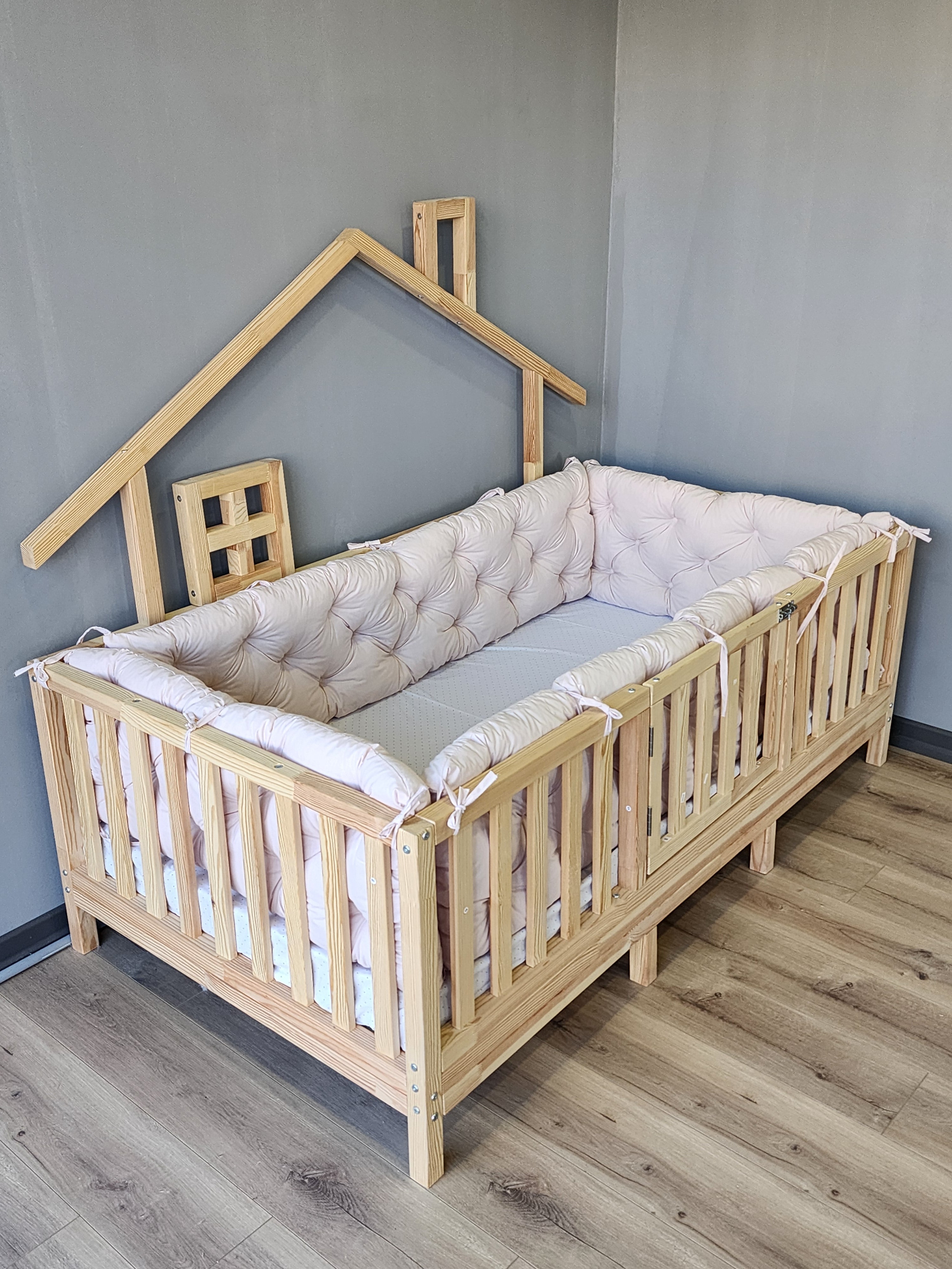 Montessori Yatak ve Beşik İçin Koruyucu Kenar Koruma Takımı Toz Pembe