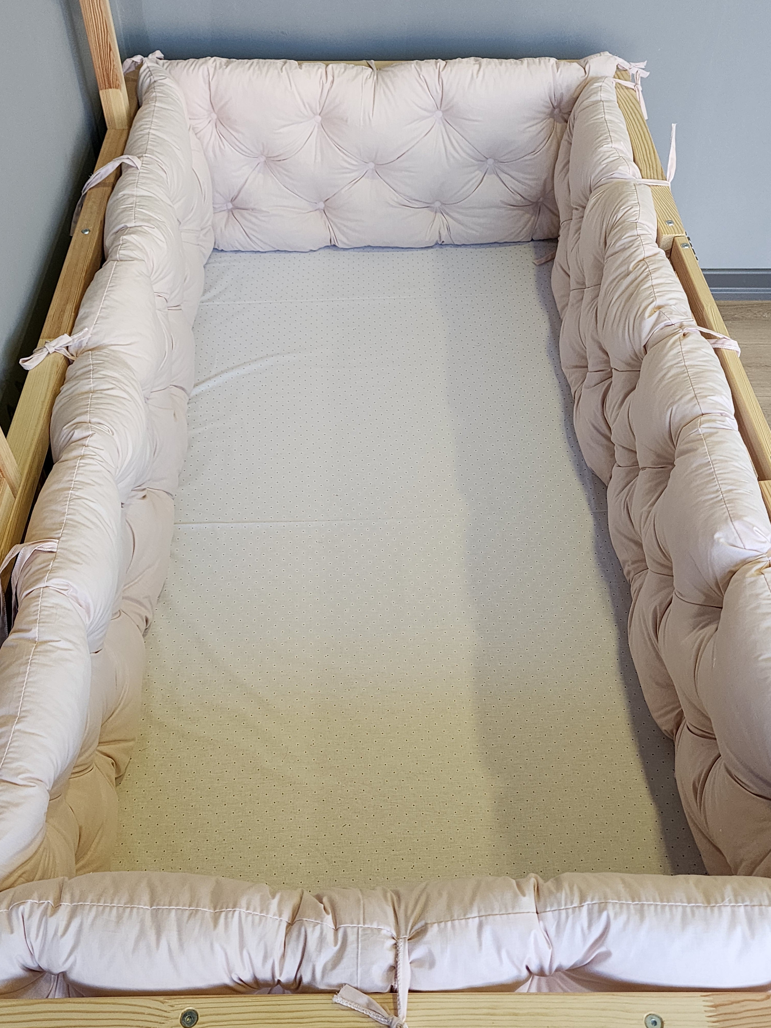 Montessori Yatak ve Beşik İçin Koruyucu Kenar Koruma Takımı Toz Pembe