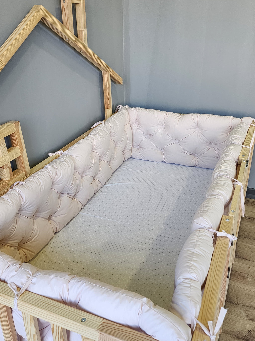 Montessori Yataklar ve Beşikler İçin Koruyucu Kenar Koruma Takımı Toz Pembe