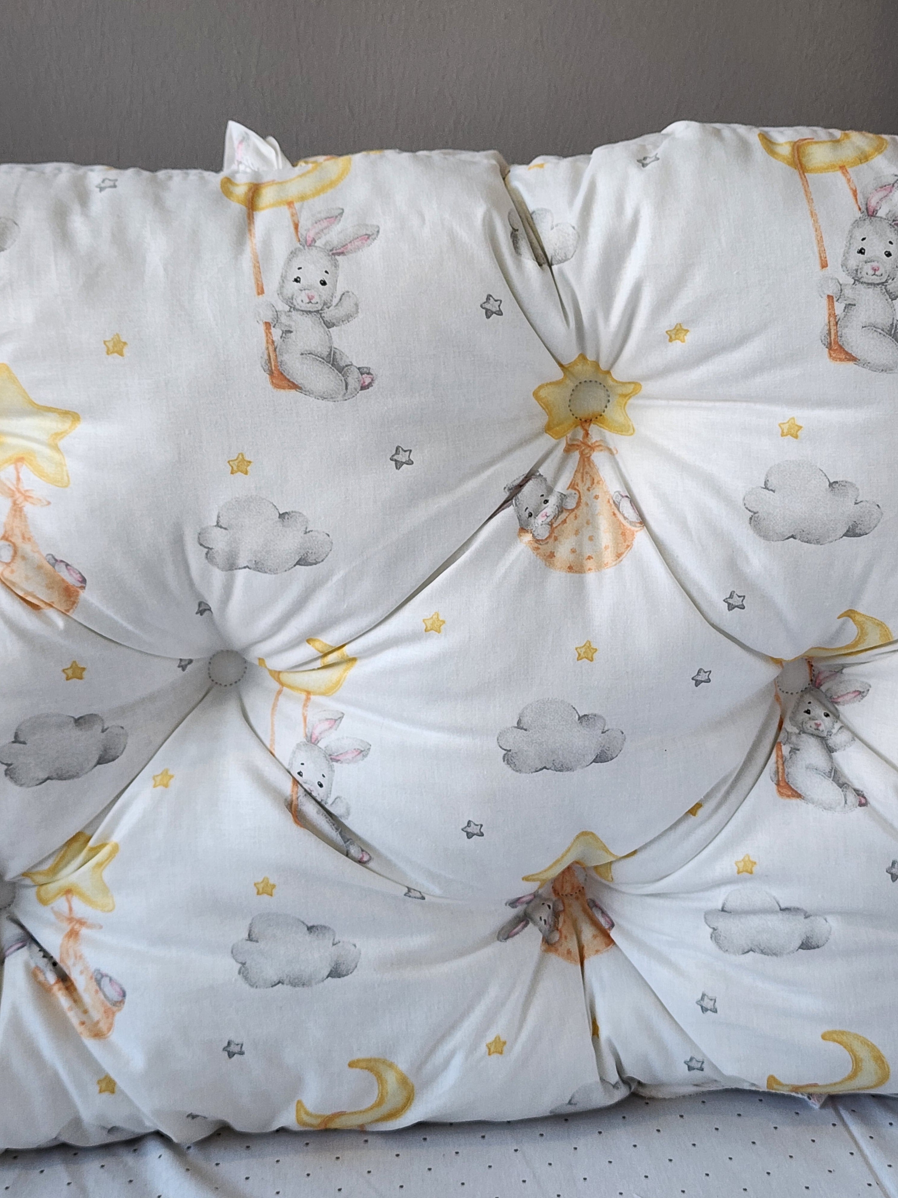 Montessori Yatak ve Beşik İçin Koruyucu Kenar Koruma Takımı Tavşan Desen