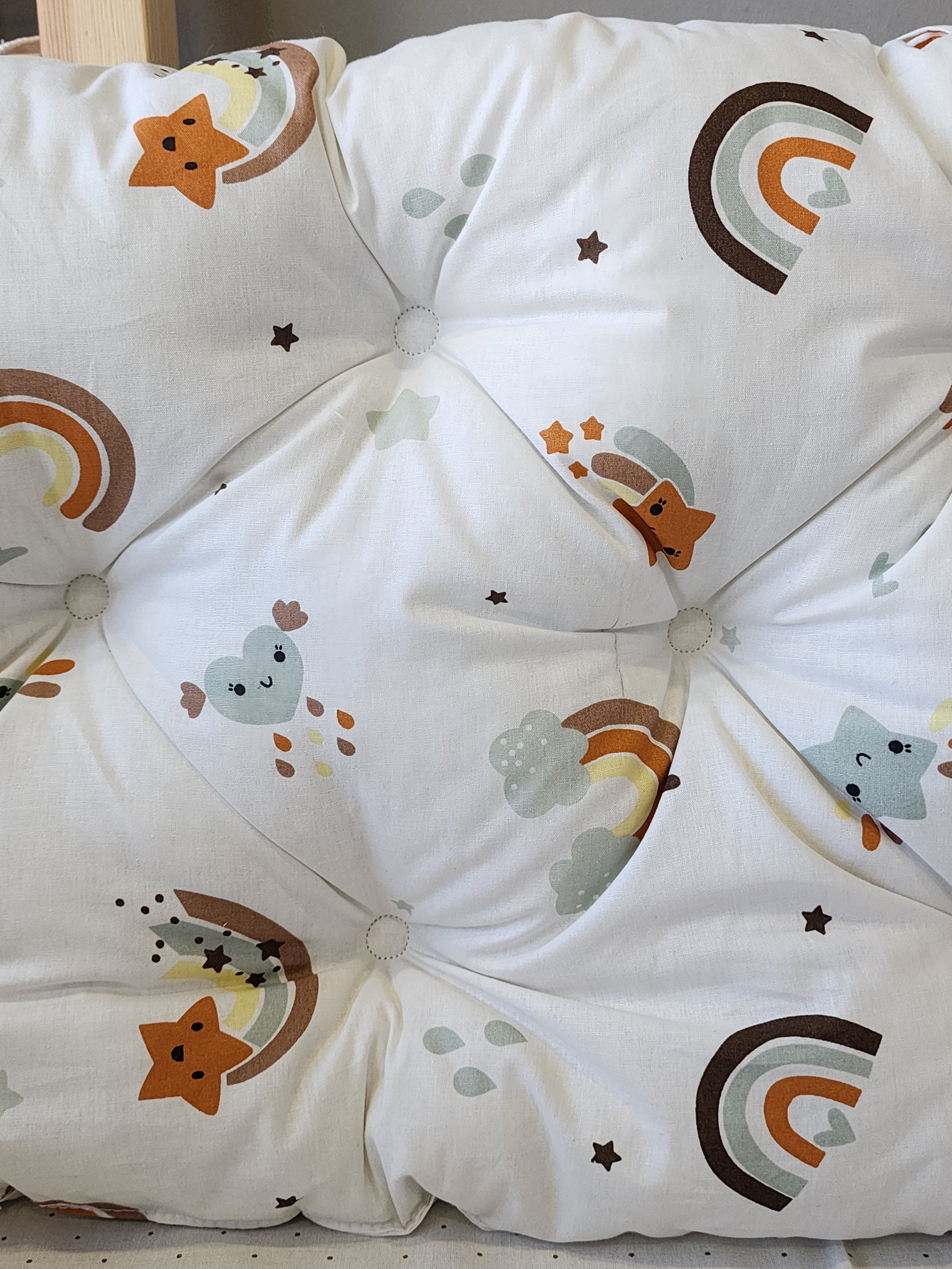 Montessori Yatak ve Beşik İçin Koruyucu Kenar Koruma Takımı Gök Kuşağı Desen