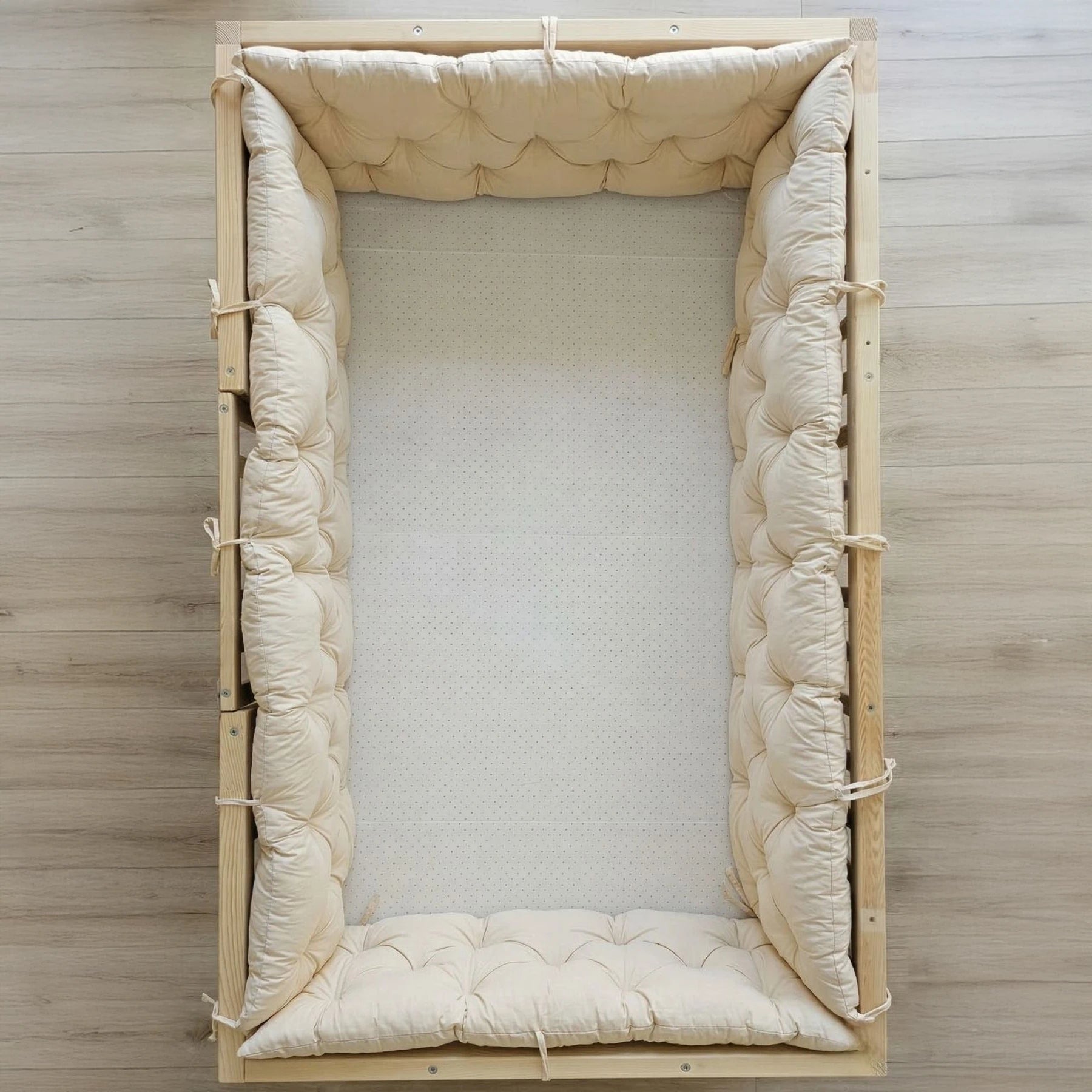 Montessori Yataklar ve Beşikler İçin Koruyucu Kenar Koruma Takımı Vanilya