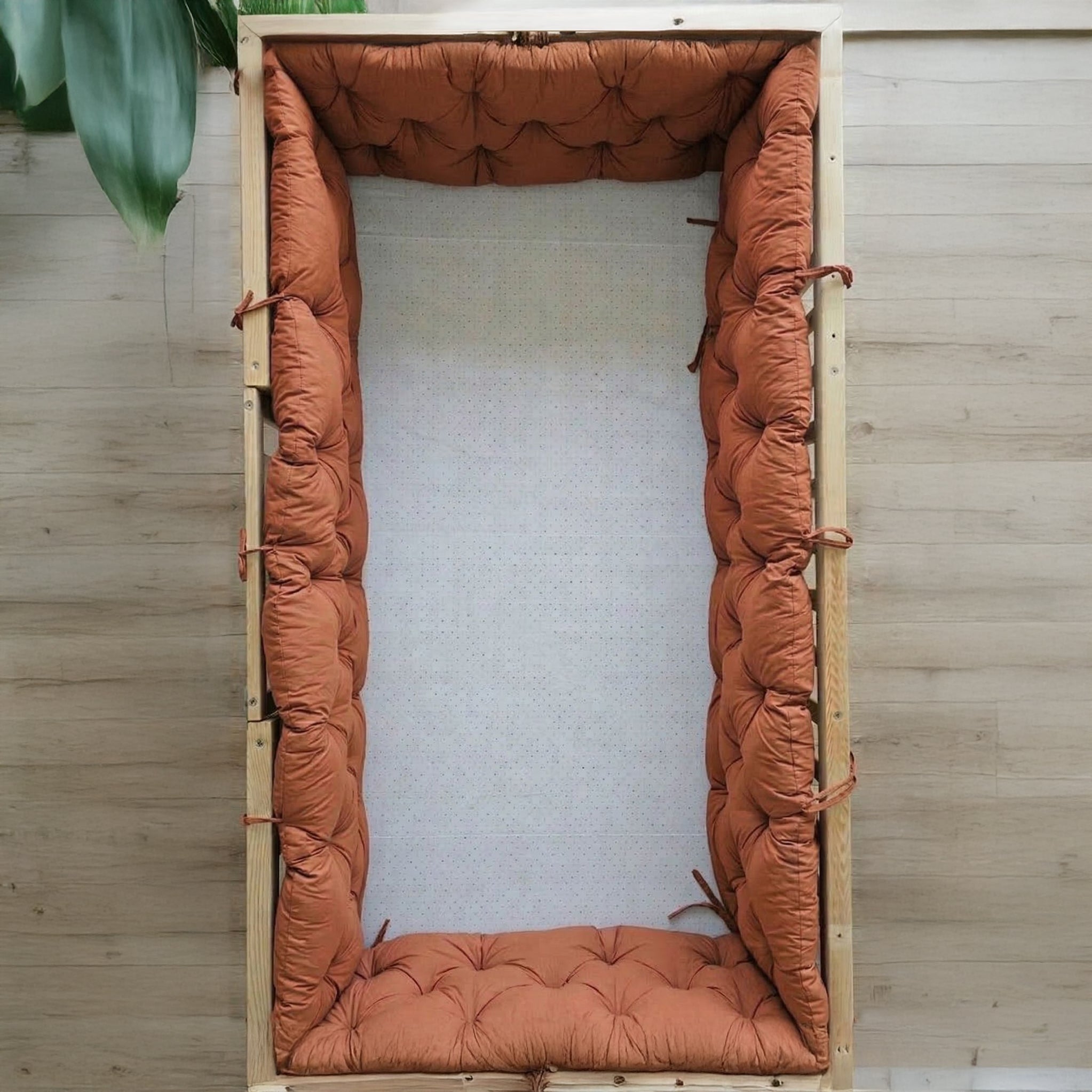 Montessori ve Beşik İçin 4 Kenar Koruma Seti Pamuk Kumaş Kiremit Renk