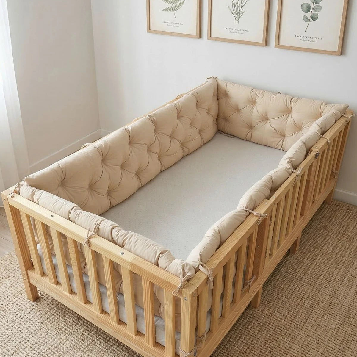 Montessori Yataklar ve Beşikler İçin Koruyucu Kenar Koruma Takımı Vanilya