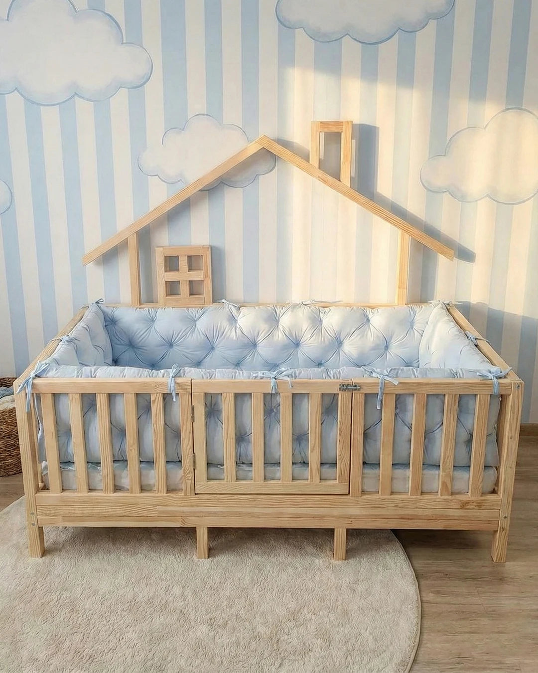 Beşik Kenar Koruma Takımı Bebe Mavi