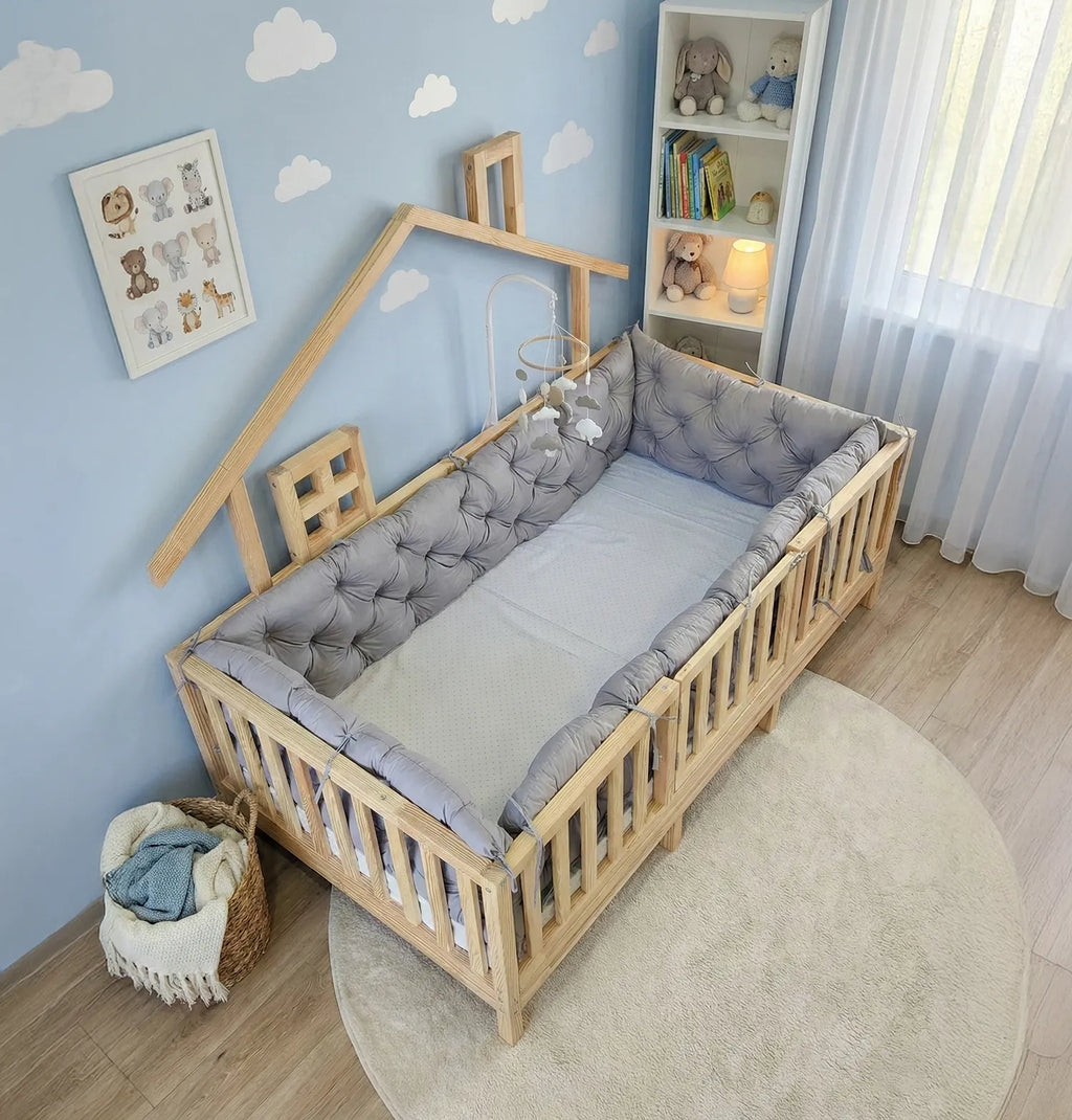 Montessori Yatak ve Beşik İçin Koruyucu Kenar Koruma Takımı Gri