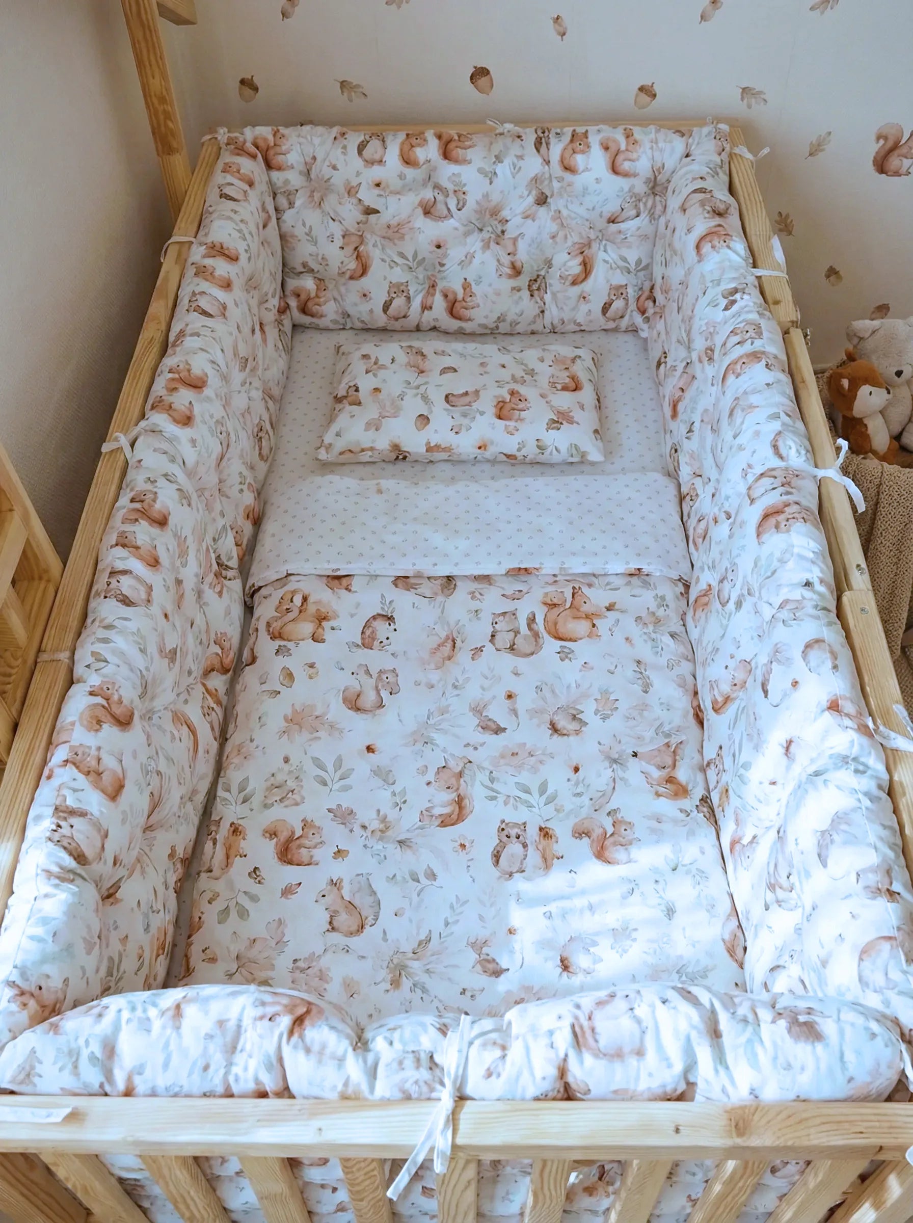 Montessori Yataklar ve Beşikler İçin Koruyucu Kenar Koruma Takımı Baykuş Desen