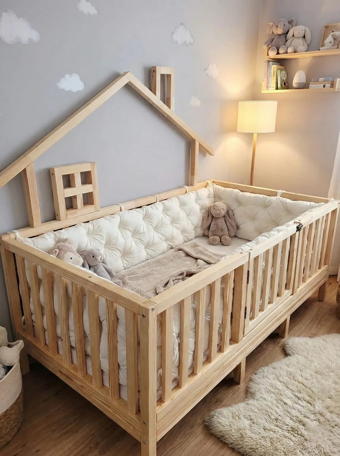 Montessori Yataklar ve Beşikler İçin Koruyucu Kenar Koruma Takımı Ekru Renk