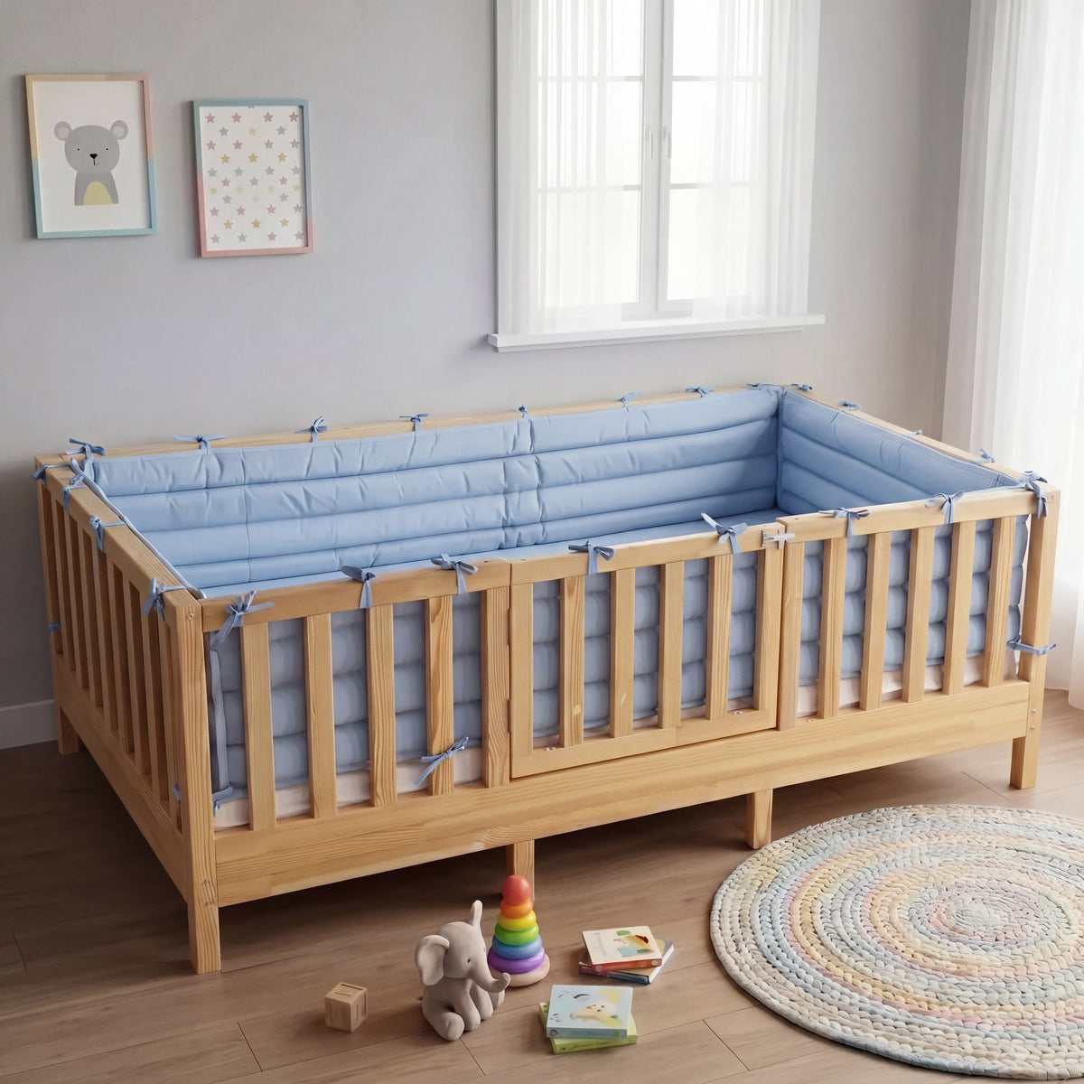 Bebe Mavi Buble Slim Kenar Koruma Minderi
