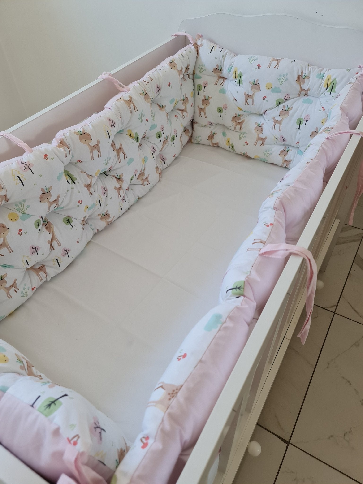 Bebek Beşik Kenar Koruma Takımı Ceylan %100 Pamuk Kumaş | Ossa Tasarım