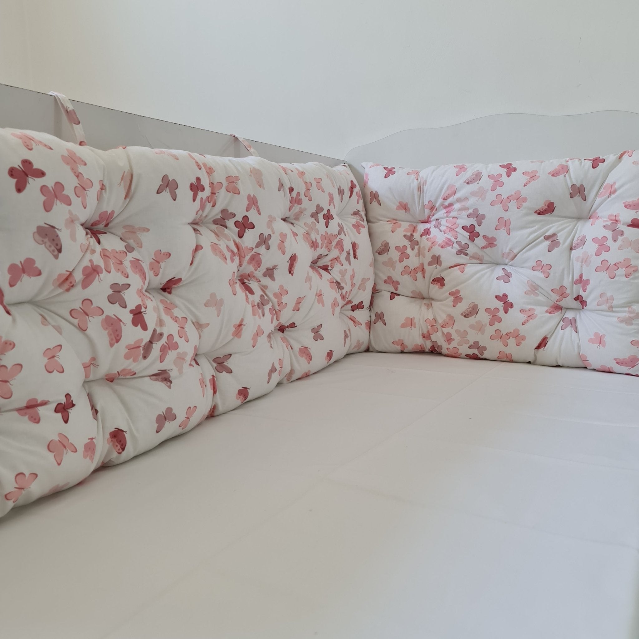 Bebek Beşik Kenar Koruma Takımı Kelebek %100 Pamuk Kumaş | Ossa Tasarım