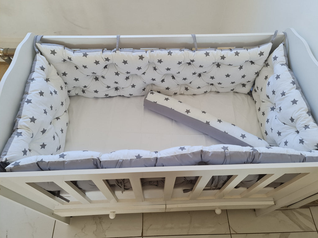 Bebek Beşik Kenar Koruma Takımı Yıldızlar %100 Pamuk Kumaş | Ossa Tasarım