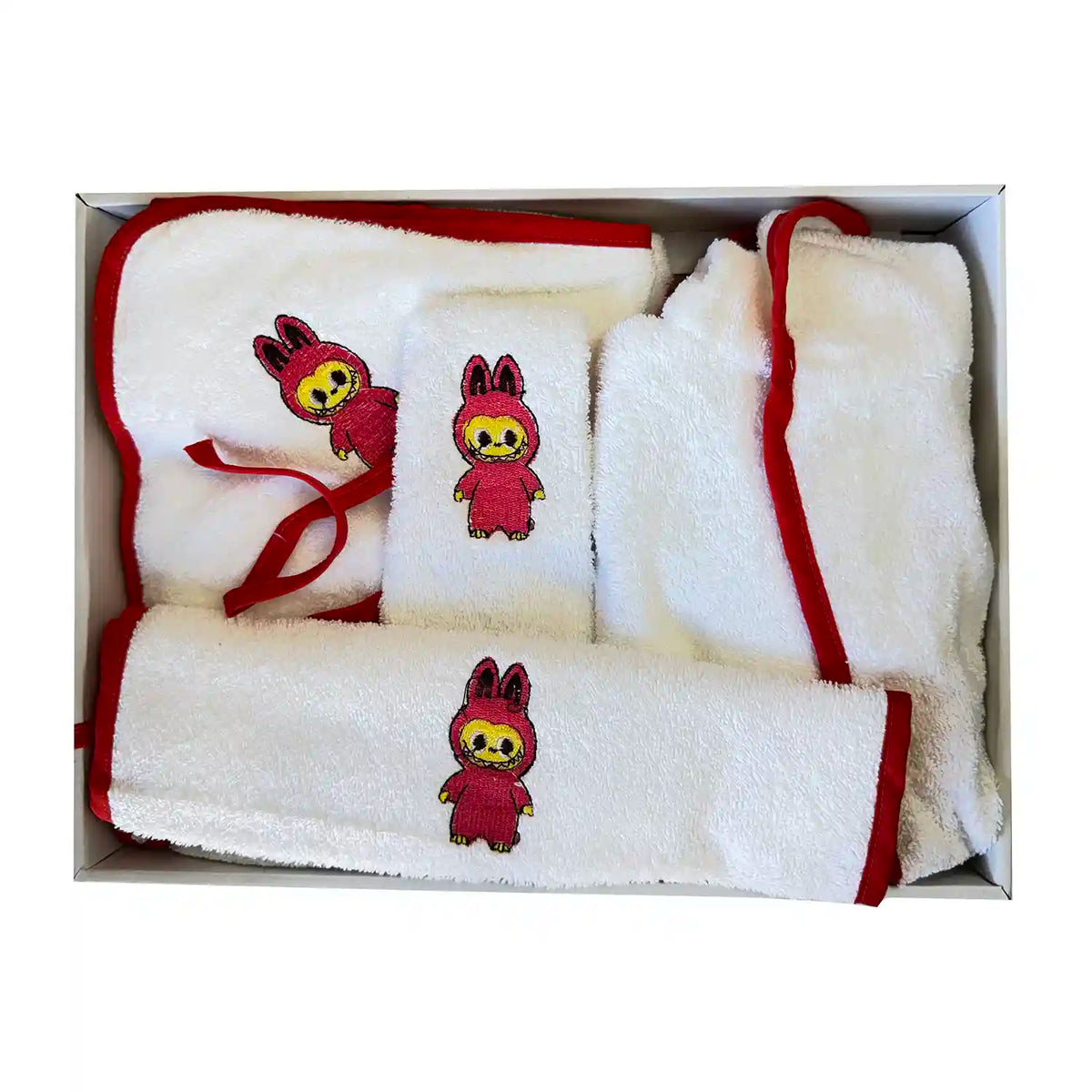 Bebek Bornozu Takımı Kırmızı Tavşan