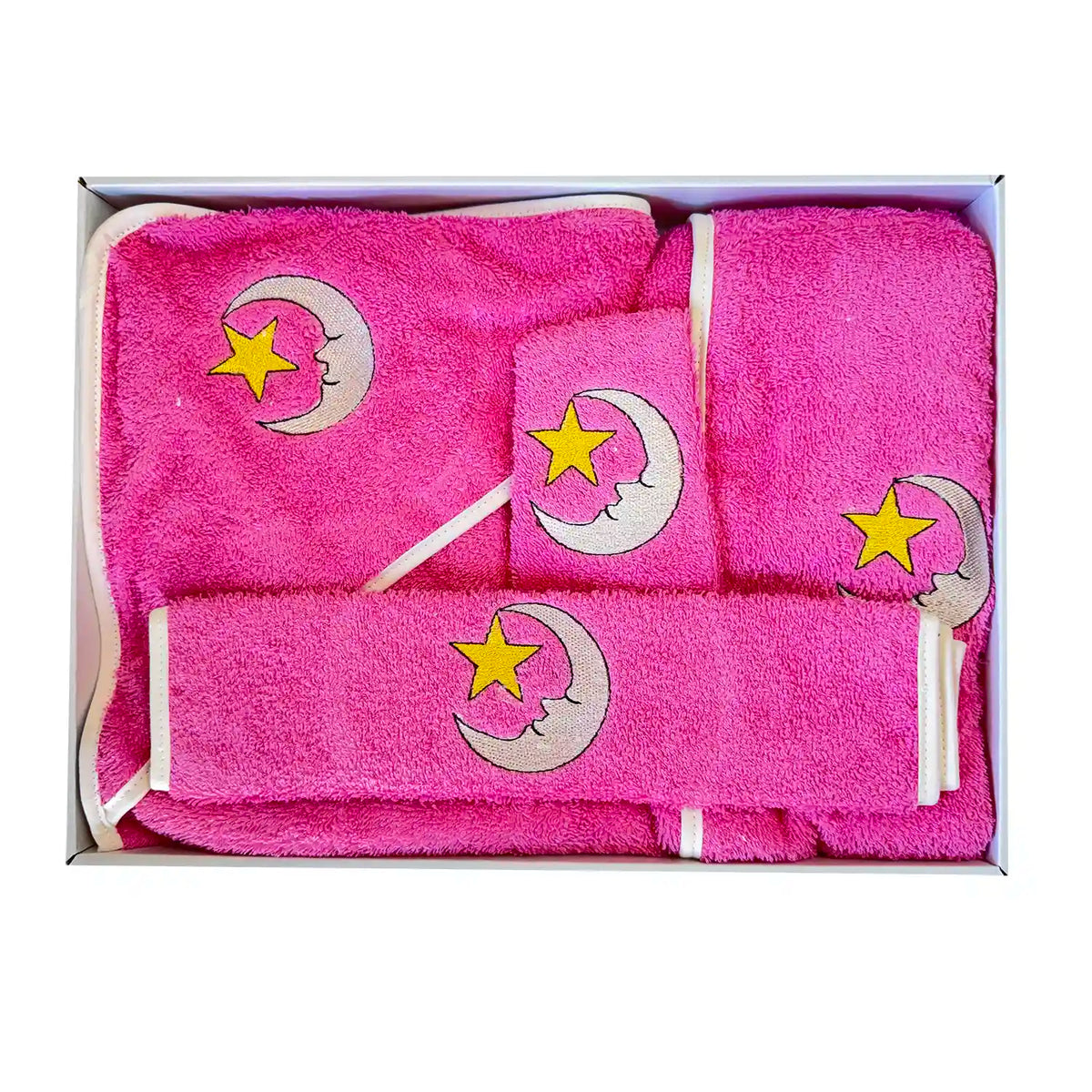 Bebek Bornozu Takımı Pembe Ay Yıldız
