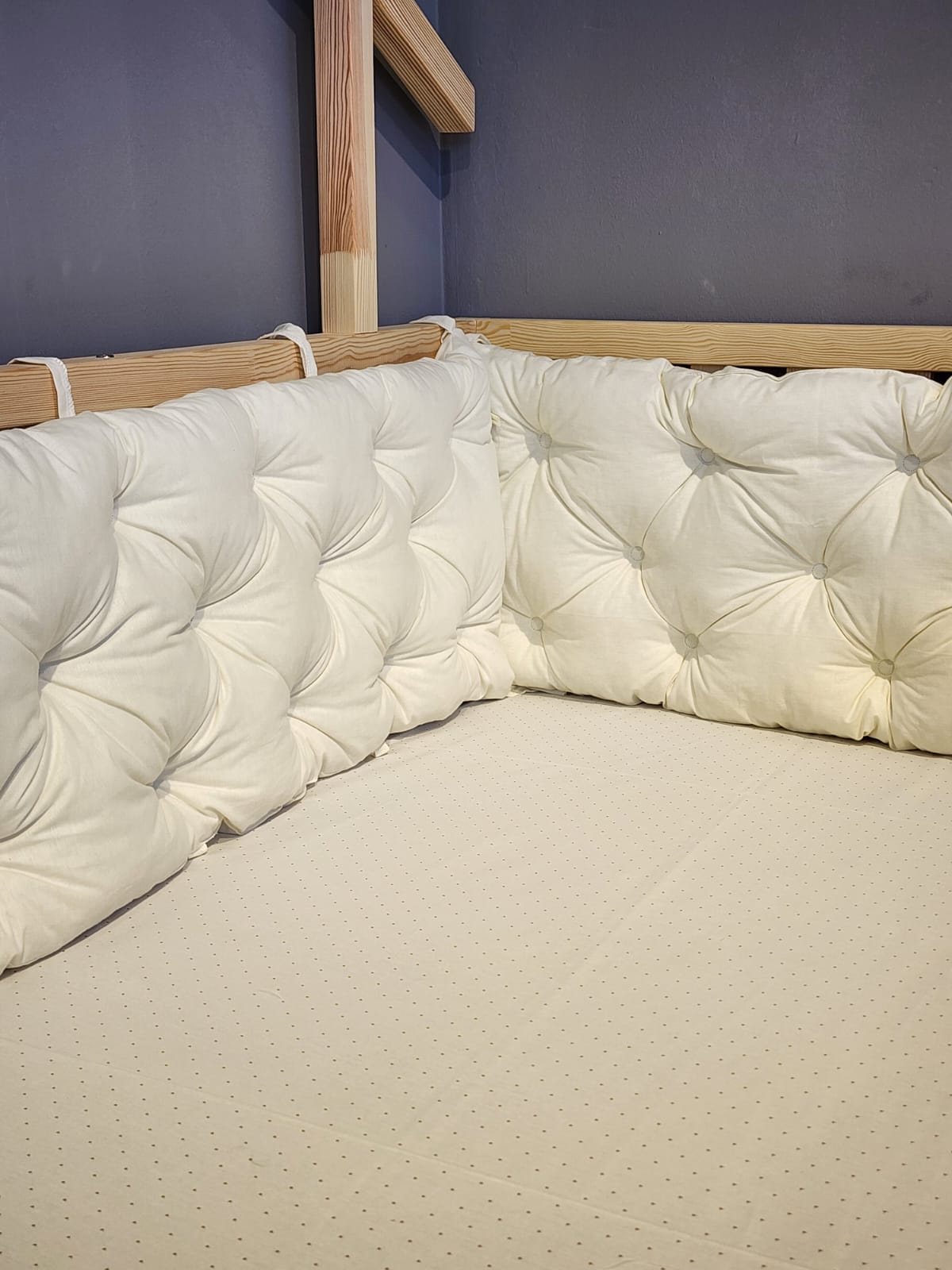 Montessori Yatak ve Beşik İçin Koruyucu Kenar Koruma Takımı Ekru Renk