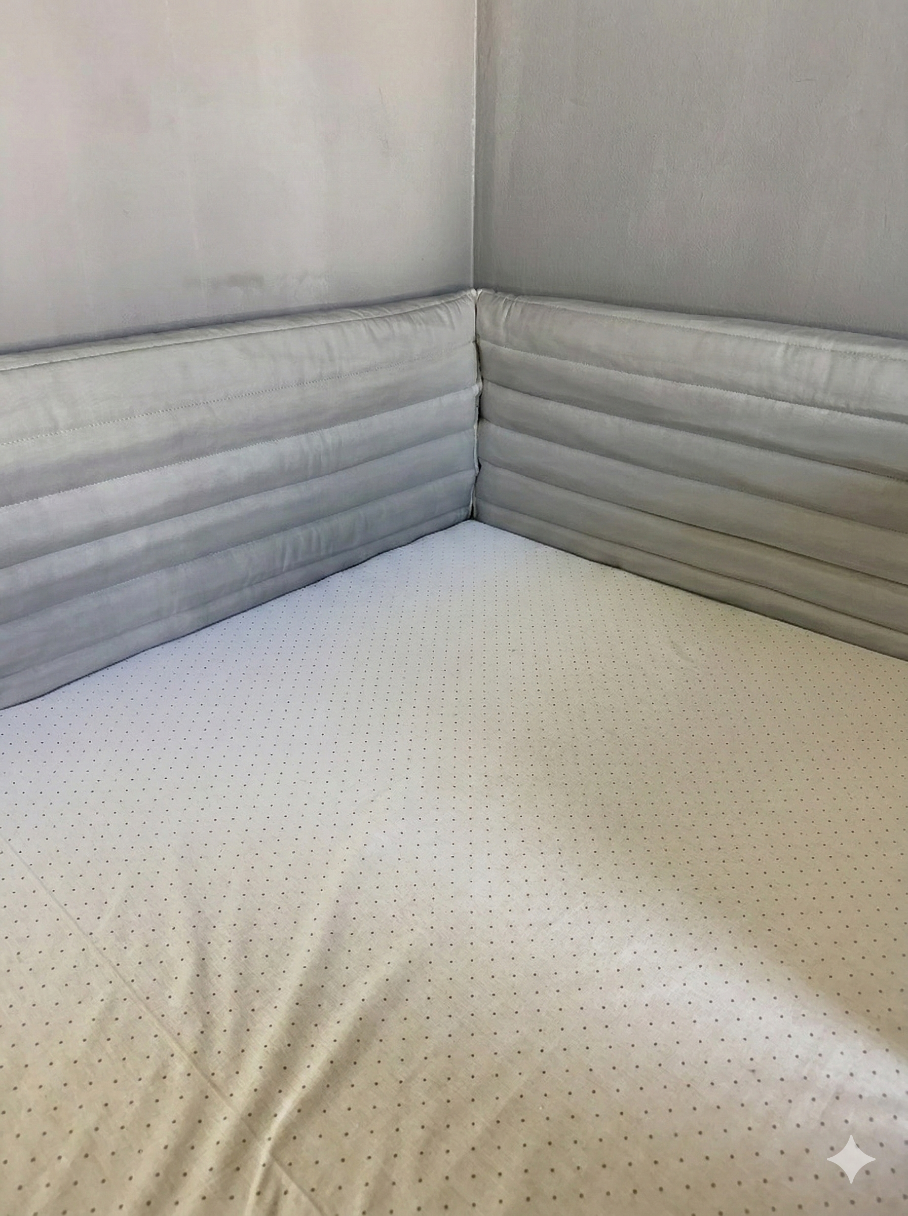 Montessori ve Beşik İçin Full İç-Dış Kenar Koruma Takımı - Darbe Önleyici Pofuduk Tasarım Gri Renk