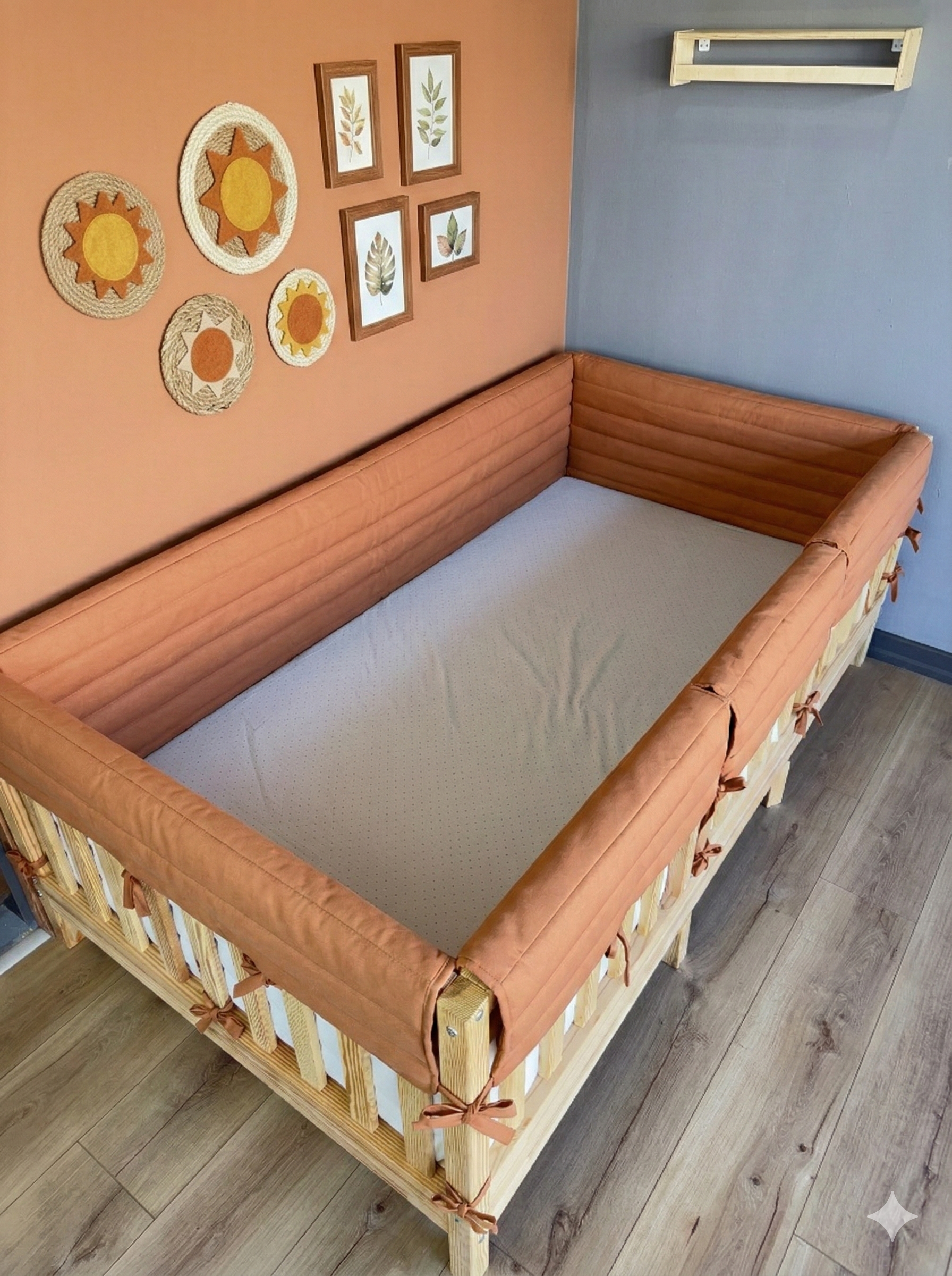 Montessori ve Beşik İçin Full İç-Dış Kenar Koruma Takımı - Darbe Önleyici Pofuduk Tasarım Kiremit Renk