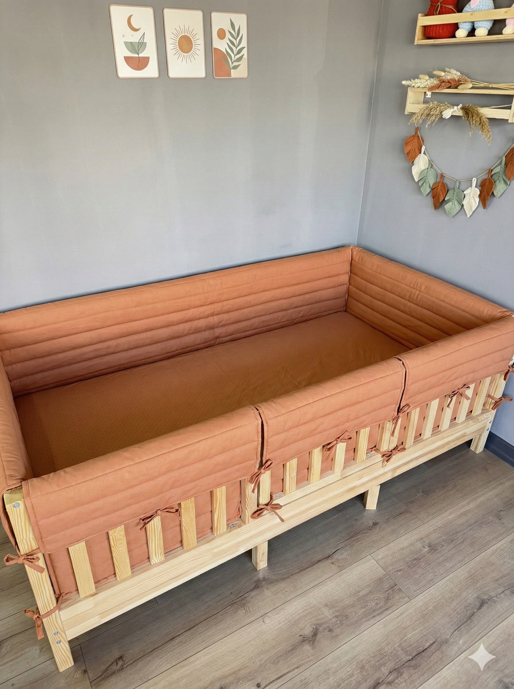 Montessori ve Beşik İçin Full İç-Dış Kenar Koruma Takımı - Darbe Önleyici Pofuduk Tasarım Kiremit Renk