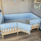 Montessori ve Beşik İçin Full İç-Dış Kenar Koruma Takımı - Darbe Önleyici Pofuduk Tasarım Bebe Mavi Renk