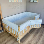 Montessori ve Beşik İçin Full İç-Dış Kenar Koruma Takımı - Darbe Önleyici Pofuduk Tasarım Bebe Mavi Renk