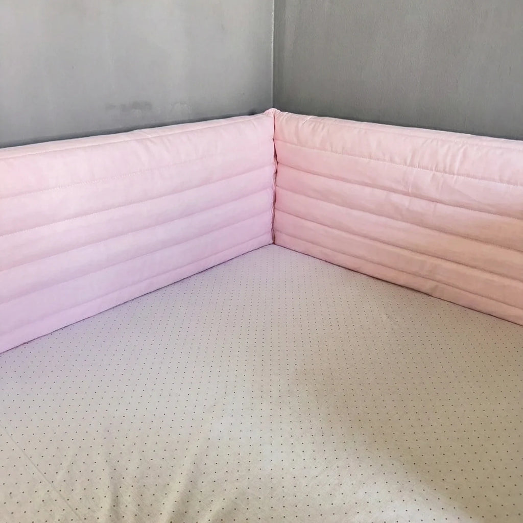 Montessori ve Beşik İçin Full İç-Dış Kenar Koruma Takımı - Darbe Önleyici Pofuduk Tasarım Toz Pembe Renk